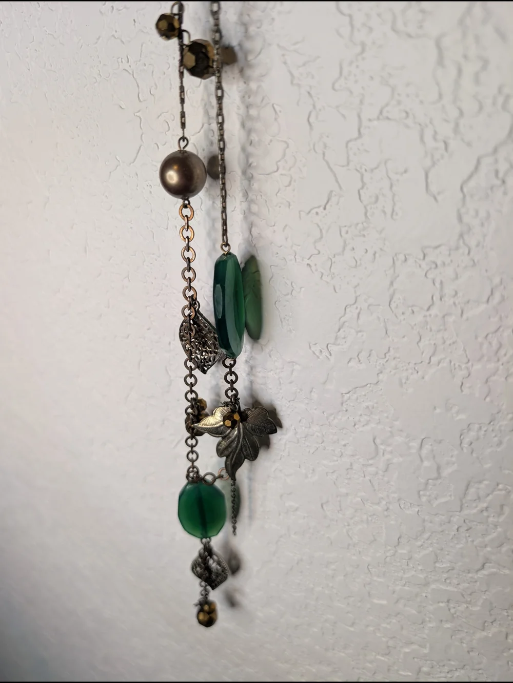 Green Bead Pendant Long Necklace - Women Jewelry